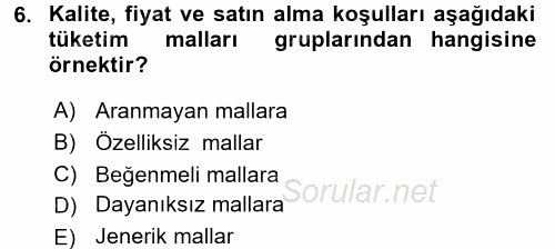 Sağlık Hizmetleri Pazarlaması 2017 - 2018 Dönem Sonu Sınavı 6.Soru