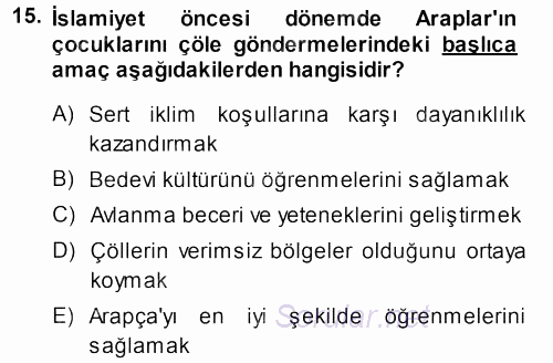 İslam Tarihi ve Medeniyeti 2 2013 - 2014 Dönem Sonu Sınavı 15.Soru