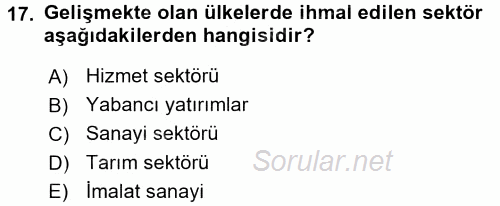 Ev Endüstrisi 2016 - 2017 Dönem Sonu Sınavı 17.Soru