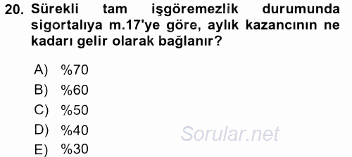 Ev Endüstrisi 2016 - 2017 Dönem Sonu Sınavı 20.Soru