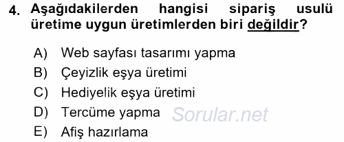 Ev Endüstrisi 2016 - 2017 Dönem Sonu Sınavı 4.Soru