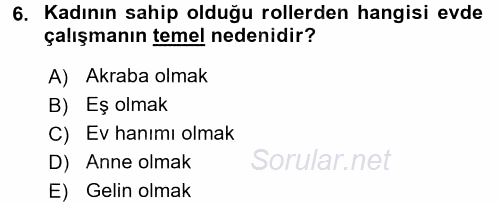 Ev Endüstrisi 2016 - 2017 Dönem Sonu Sınavı 6.Soru