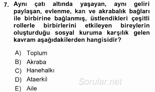 Ev Endüstrisi 2016 - 2017 Dönem Sonu Sınavı 7.Soru