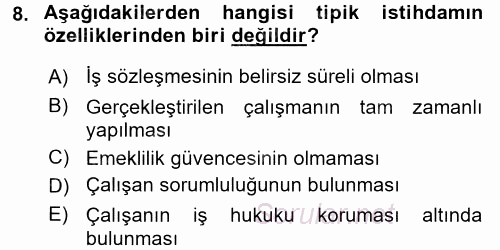 Ev Endüstrisi 2016 - 2017 Dönem Sonu Sınavı 8.Soru