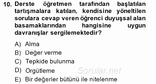 Ölçme Ve Değerlendirme 2013 - 2014 Ara Sınavı 10.Soru
