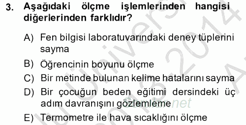 Ölçme Ve Değerlendirme 2013 - 2014 Ara Sınavı 3.Soru