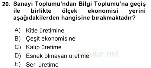 Girişimcilik 2017 - 2018 3 Ders Sınavı 20.Soru