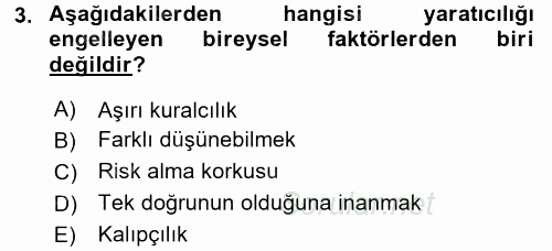 Girişimcilik 2017 - 2018 3 Ders Sınavı 3.Soru