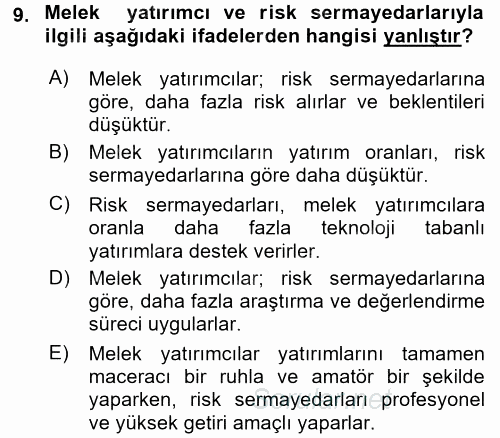 Girişimcilik 2017 - 2018 3 Ders Sınavı 9.Soru