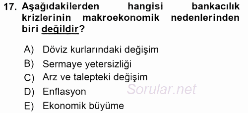 Bankaların Yönetimi Ve Denetimi 2015 - 2016 Ara Sınavı 17.Soru