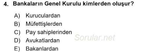 Bankaların Yönetimi Ve Denetimi 2015 - 2016 Ara Sınavı 4.Soru