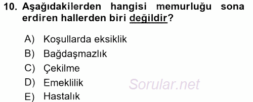 İdare Hukuku 2017 - 2018 3 Ders Sınavı 10.Soru