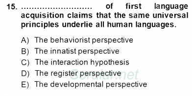 Dil Edinimi 2014 - 2015 Ara Sınavı 15.Soru