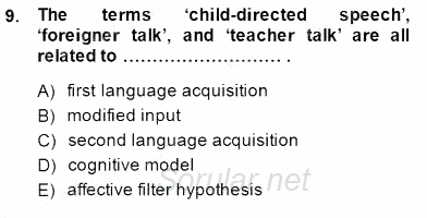 Dil Edinimi 2014 - 2015 Ara Sınavı 9.Soru