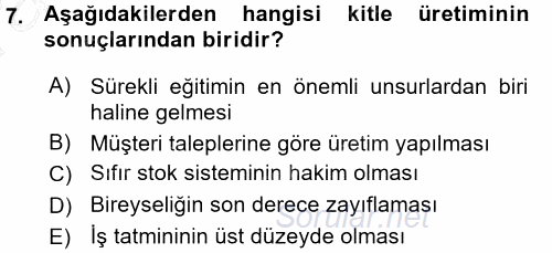 Sosyal Bilimlerde Temel Kavramlar 2015 - 2016 Ara Sınavı 7.Soru