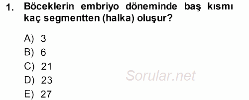 Entomoloji 2014 - 2015 Ara Sınavı 1.Soru