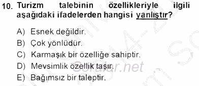 Genel Turizm Bilgisi 2014 - 2015 Dönem Sonu Sınavı 10.Soru