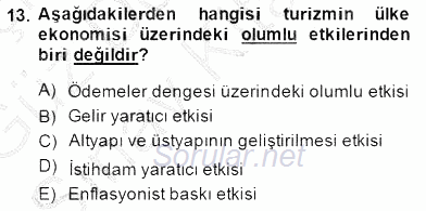 Genel Turizm Bilgisi 2014 - 2015 Dönem Sonu Sınavı 13.Soru