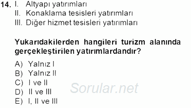 Genel Turizm Bilgisi 2014 - 2015 Dönem Sonu Sınavı 14.Soru