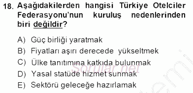 Genel Turizm Bilgisi 2014 - 2015 Dönem Sonu Sınavı 18.Soru