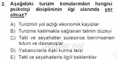 Genel Turizm Bilgisi 2014 - 2015 Dönem Sonu Sınavı 2.Soru