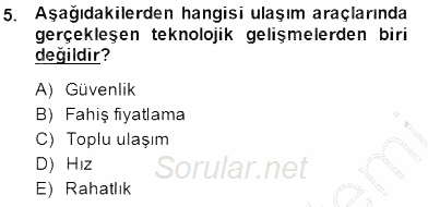 Genel Turizm Bilgisi 2014 - 2015 Dönem Sonu Sınavı 5.Soru