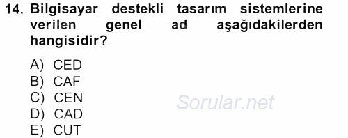 Moda Tasarım 2012 - 2013 Ara Sınavı 14.Soru