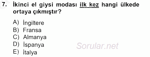 Moda Tasarım 2012 - 2013 Ara Sınavı 7.Soru