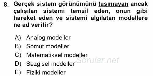 Yönetim Bilimi 2 2015 - 2016 Tek Ders Sınavı 8.Soru