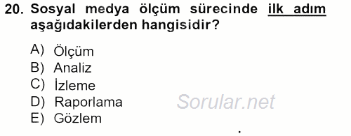 Sosyal Medya 2014 - 2015 Tek Ders Sınavı 20.Soru