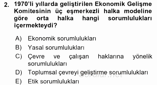 Kurumsal Sosyal Sorumluluk 2017 - 2018 Ara Sınavı 2.Soru