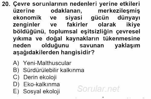 İnsan ve Toplum 2013 - 2014 Ara Sınavı 20.Soru