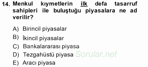 Devlet Borçları 2013 - 2014 Dönem Sonu Sınavı 14.Soru