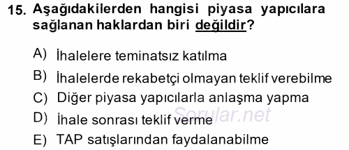 Devlet Borçları 2013 - 2014 Dönem Sonu Sınavı 15.Soru