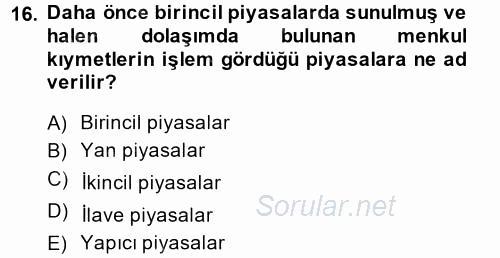 Devlet Borçları 2013 - 2014 Dönem Sonu Sınavı 16.Soru