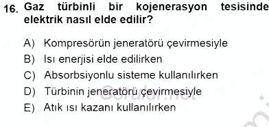 Sanayide Enerji Ekonomisi 2013 - 2014 Dönem Sonu Sınavı 16.Soru