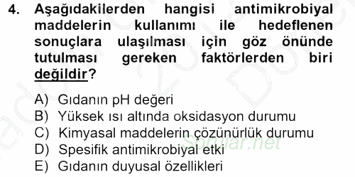 Gıda Bilimi ve Teknolojisi 2012 - 2013 Dönem Sonu Sınavı 4.Soru