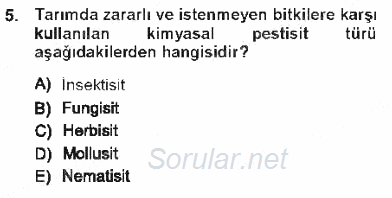 Çevre Sorunları ve Politikaları 2012 - 2013 Tek Ders Sınavı 5.Soru