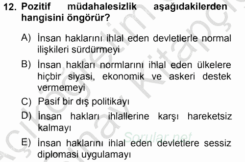 İnsan Hakları ve Demokratikleşme Süreci 2012 - 2013 Ara Sınavı 12.Soru