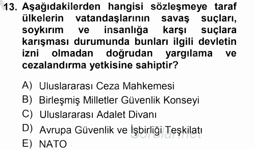 İnsan Hakları ve Demokratikleşme Süreci 2012 - 2013 Ara Sınavı 13.Soru