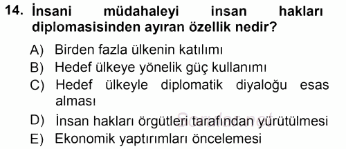 İnsan Hakları ve Demokratikleşme Süreci 2012 - 2013 Ara Sınavı 14.Soru