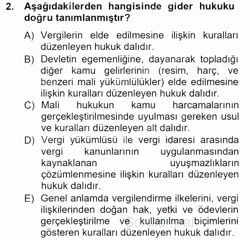 Genel Vergi Hukuku 2012 - 2013 Dönem Sonu Sınavı 2.Soru