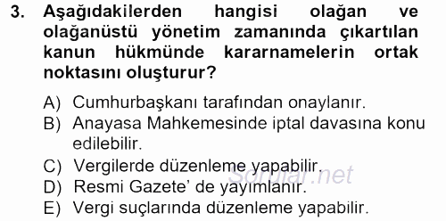 Genel Vergi Hukuku 2012 - 2013 Dönem Sonu Sınavı 3.Soru