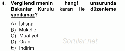 Genel Vergi Hukuku 2012 - 2013 Dönem Sonu Sınavı 4.Soru