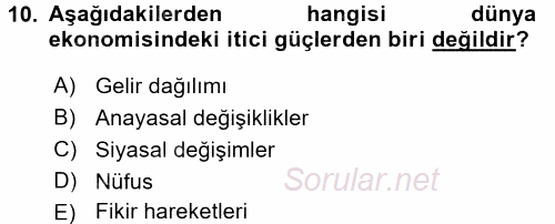 Ekonominin Güncel Sorunları 2015 - 2016 Ara Sınavı 10.Soru