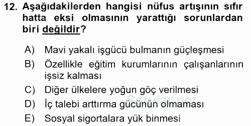 Ekonominin Güncel Sorunları 2015 - 2016 Ara Sınavı 12.Soru
