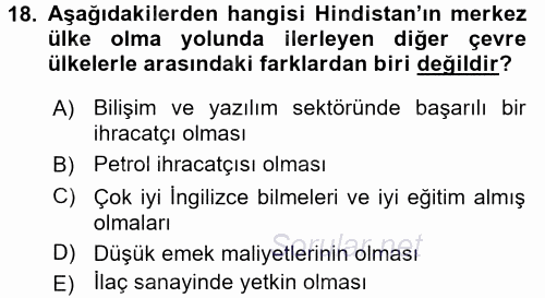 Ekonominin Güncel Sorunları 2015 - 2016 Ara Sınavı 18.Soru