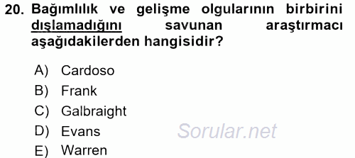 Ekonominin Güncel Sorunları 2015 - 2016 Ara Sınavı 20.Soru