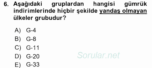 Ekonominin Güncel Sorunları 2015 - 2016 Ara Sınavı 6.Soru