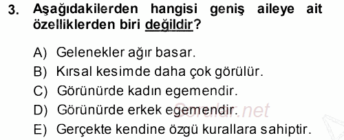 Aile İçi Uyumlu Etkileşim 2014 - 2015 Ara Sınavı 3.Soru